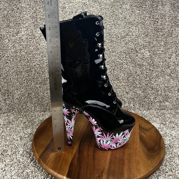 Ellie 7" Stiletto Women's 11 Lace Up Boots Print Wrapped Pf Shoes 709/Juicy - Picture 6 of 10